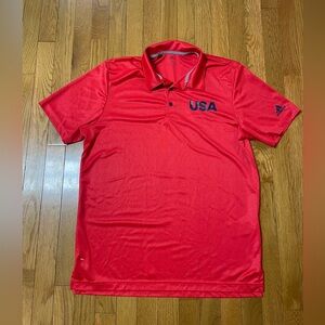 Adidas Men's Red Polo‎ with USA Logo patriotic medium